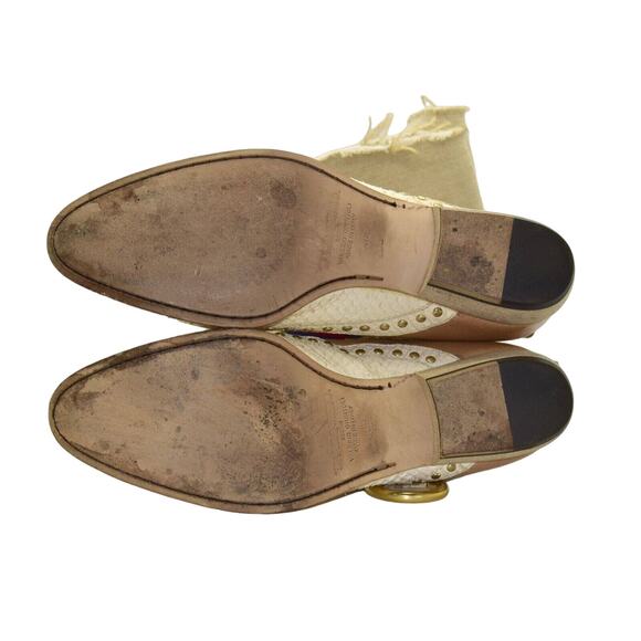 C0 EL VAQUERO Python & Canvas Gold Multi Embroidery Crystals & Studs Boots Sz 36 - Picture 9 of 11